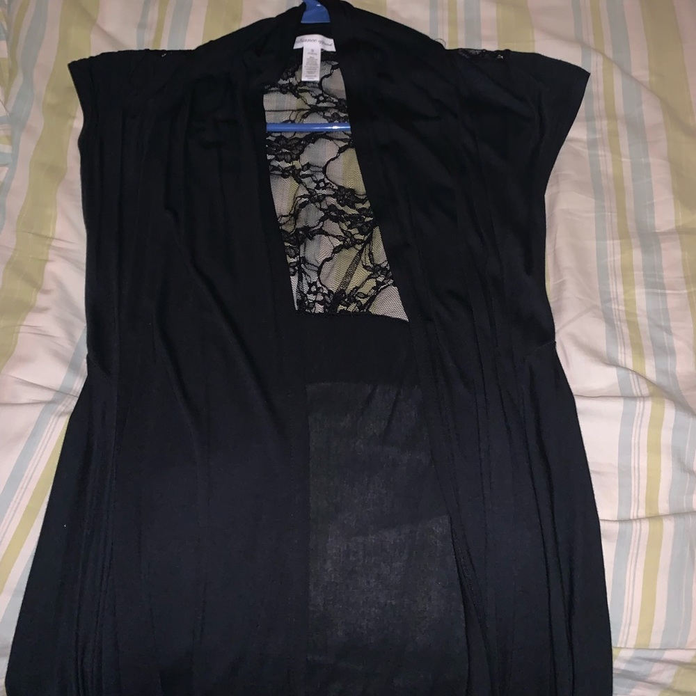 Black lace short sleeve cardigan